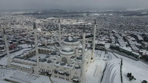 Snowy view from Camlica Mosque Stock Footage 148678382