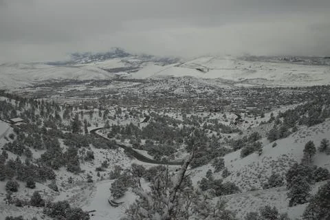 Snowy View Down Geiger Grade Stock Photos
