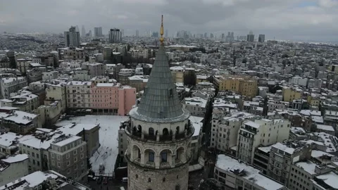 Snowy view from Galata Tower Stock Footage 148688378