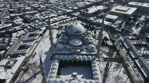 Snowy view from Sultanahmet Mosque Stock Footage 148730710