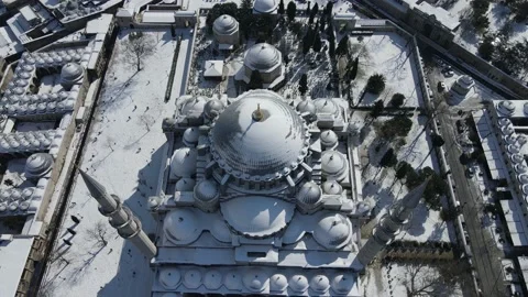 Snowy view from Sultanahmet Mosque Stock Footage 148732487