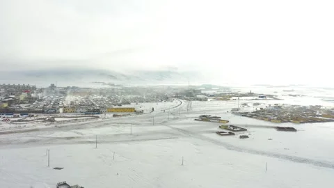 A snowy view of the town in winter Video stock 243025090