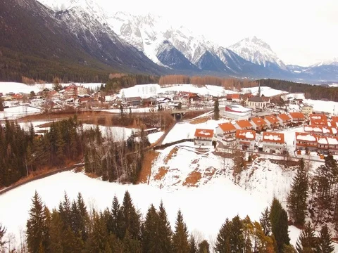 Snowy village Stock Footage 72491121