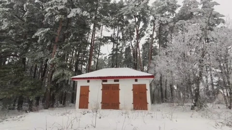 Snowy village Stock Footage 230424084