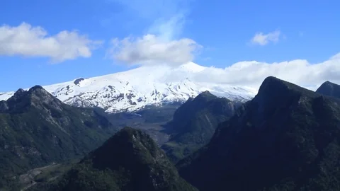 Snowy volcano Stock Footage