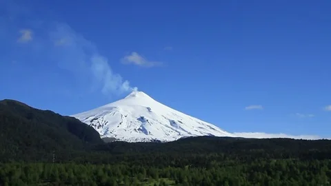 Snowy volcano Stock Footage 77052972