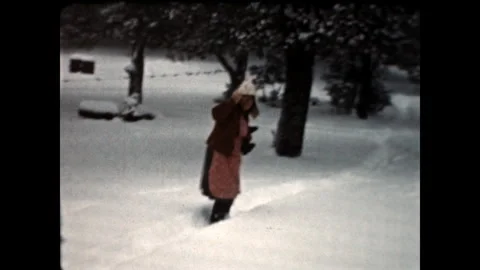 Snowy Walk 1939 Stock Footage 242875786
