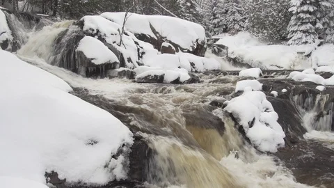 Snowy waterfall Stock Footage 100137576