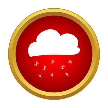 Snowy weather cloud icon on red button イラスト素材
