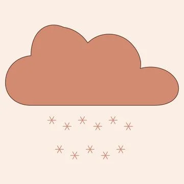 Snowy weather icon with brown cloud and falling snowflakes graphic design イラスト素材