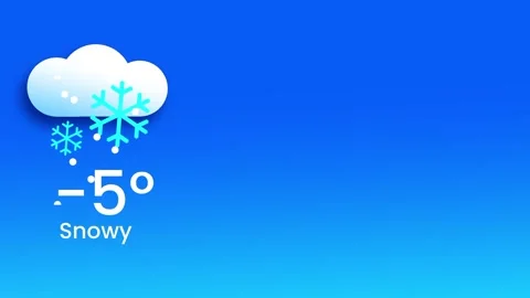 Snowy Weather Widget Zero Degrees Snowflake Cloud Vivid Blue Gradient Background Stock Footage 334471638
