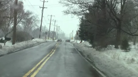 Snowy wet drive 2 Stock Footage 8558190