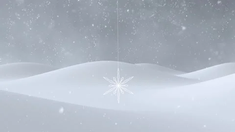 Snowy white winter landscape with snowflake swing on the string Stock Footage 346394046