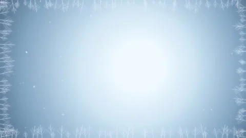Snowy winter background with animated white tree border and falling snowfla.. Stock Footage 342153478