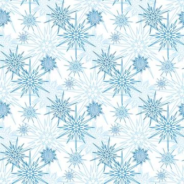 Snowy winter christmas seamless pattern, blue snowflake on white background Stock Illustration