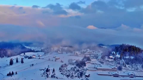 Snowy Winter Mountains and Clouds Stock Footage 322829189