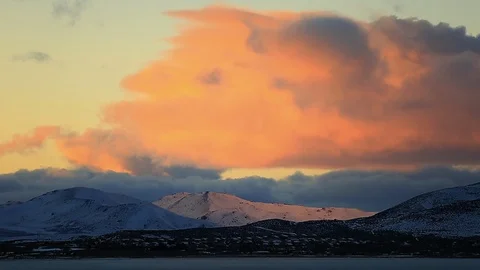 Snowy Winter Time Lapse of Cold Springs Nevada at Sunset Stock Footage 103122787