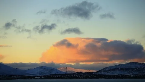 Snowy Winter Time Lapse of Cold Springs Nevada at Sunset Wide Angle Stock Footage 103122809