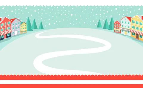 Snowy Wintertime Park Poster Vector Illustration Ilustración de archivo