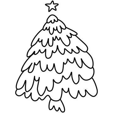 Snowy xmas tree hand drawing vector illustration 스톡 일러스트