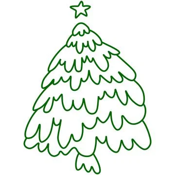 Snowy xmas tree hand drawing illustration green Stock Illustration