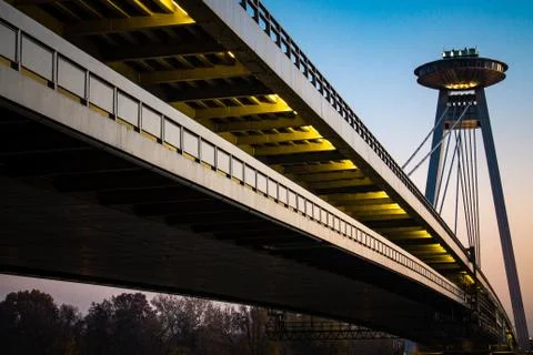 SNP bridge in Bratislava during summer evening Stock Photos
