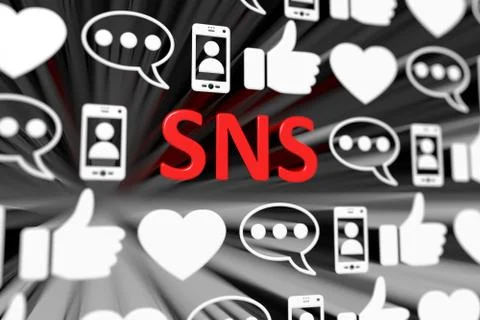 SNS concept blurred background 3d render illustration Stock Illustration