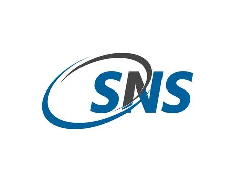 SNS letter creative modern elegant swoosh logo design Stock Illustration