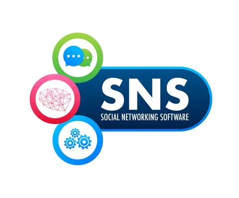 SNS - Social networking software. Social network communication concept. Vector Stock Illustration