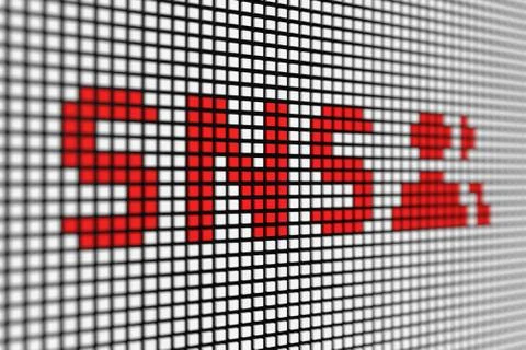 SNS text scoreboard blurred background 3d illustration Stock Illustration