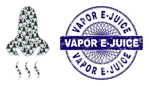 Snuff Recursive Mosaic of Snuff Icons and Distress Vapor E-Juice Round Guilloche Illustrazione stock