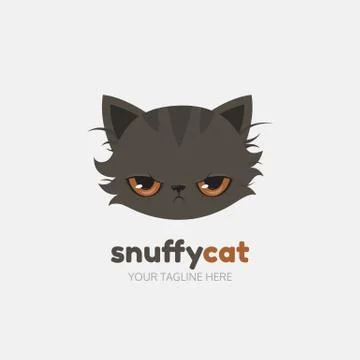 Snuffy cat logo template. Vector Иллюстрация