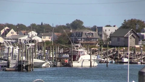 Snug Harbor, Rhode Island, seen from Matunuck Marina Stock Footage