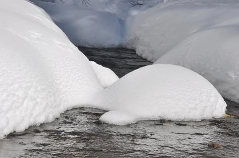 Snwo in river Stock Photos