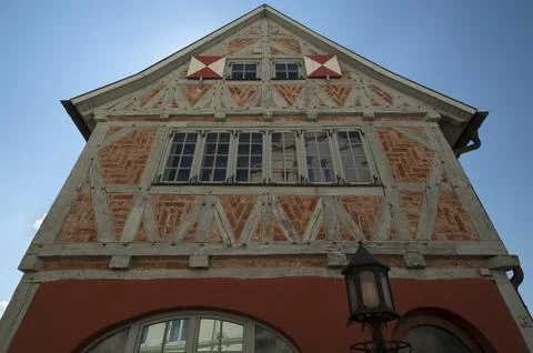The so-called vault, the bridge house, a heritage-protected half-timbered house Stock Photos