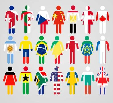 So different, yet all the same. Representations of people with different nati Stock Illustration