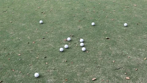 So many golf ball lying on grass Stock Footage 170806891