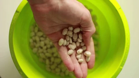 Soaked haricot in a pan Stock Footage 73505413