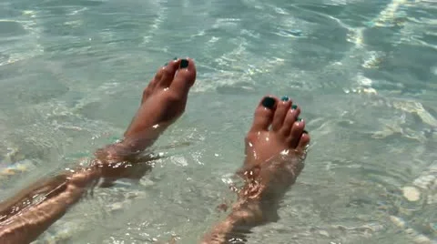 Soaking Feet in the Ocean Stock Footage 12166279