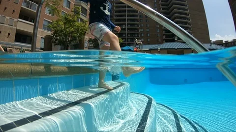 Soaking feet in the pool Stock Footage 115605118