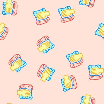 Soaking spills with paper towel vector seamless pattern Stock Illustration