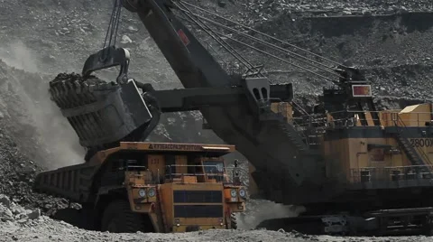 Сoal mining - loading rocks to dump truck Stock Footage 45807916