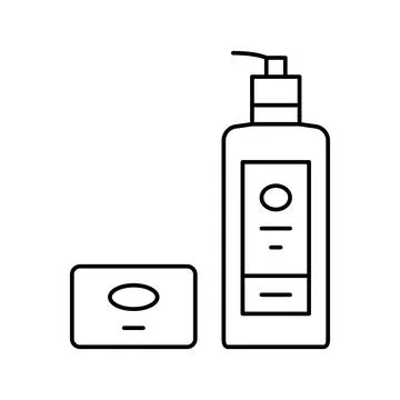 Soap and hand cleanser packaging line icon vector illustration Stock Illustration