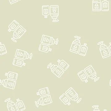 Soap and lotion containers line seamless pattern Stock Illustration