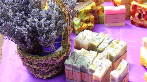 Soap and Personal care items produced from lavender Vídeo Stock 65038502