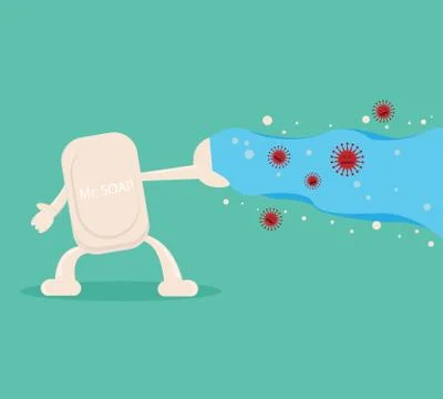 Soap attacking virus Stock Illustration