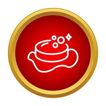Soap bar with bubbles inside red circle icon Stock Illustration