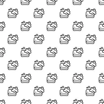 Soap bar with bubbles seamless pattern design 스톡 일러스트