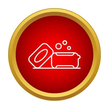 Soap bar in dish with bubbles for hygiene icon Stock Illustration