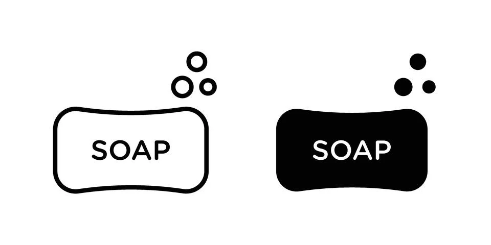 Soap bar icon vector concepts, line and silhouette style Illustrazione stock